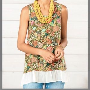 Matilda Jane Large Olive Multi top New With Tags